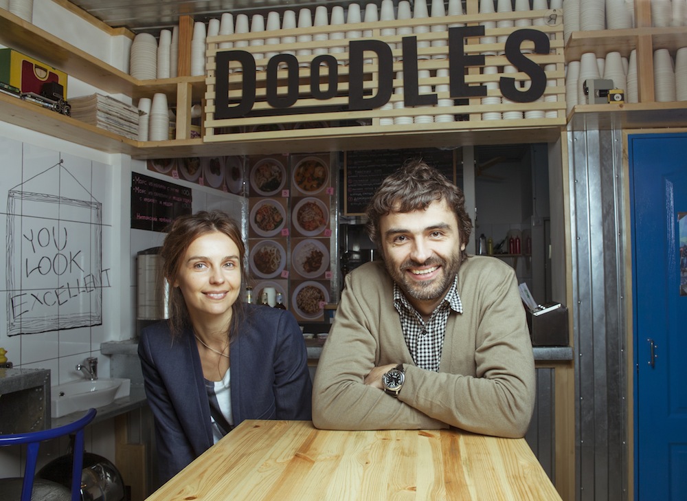 Yevgeny and Galina Denisov, founders of Doodles cafe