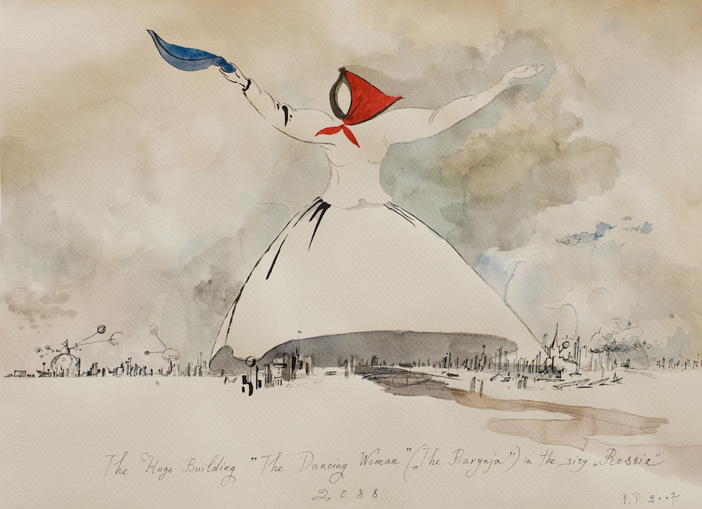 The Huge Building “The Dancing Woman” in the City of Russia series (2007). Image: Courtesy of Nahodka Arts, London, and Galerie Iragui, Moscow