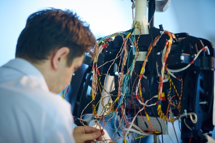 An engineer at Moscow's Robot Ball