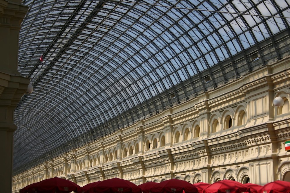 GUM shopping centre in Moscow. Photograph: Lars Soltek under a CC licence. Roof designed by Shukhov.