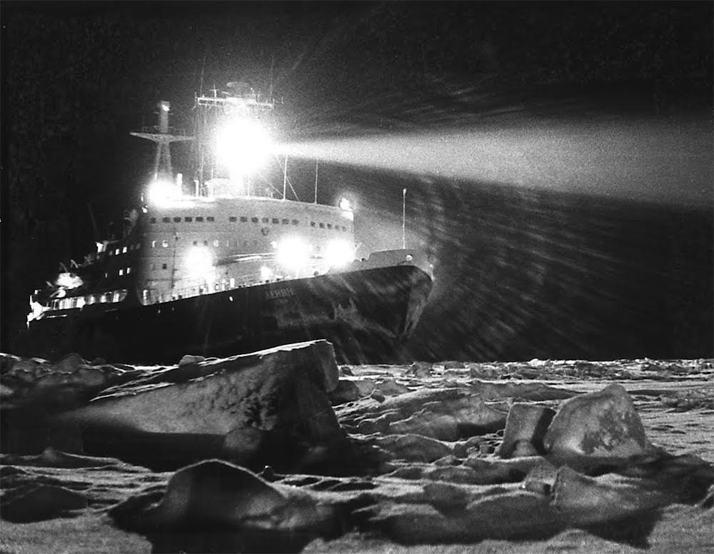 Historic photograph of the Icebreaker Lenin at sea. Image: Rosatom Flot