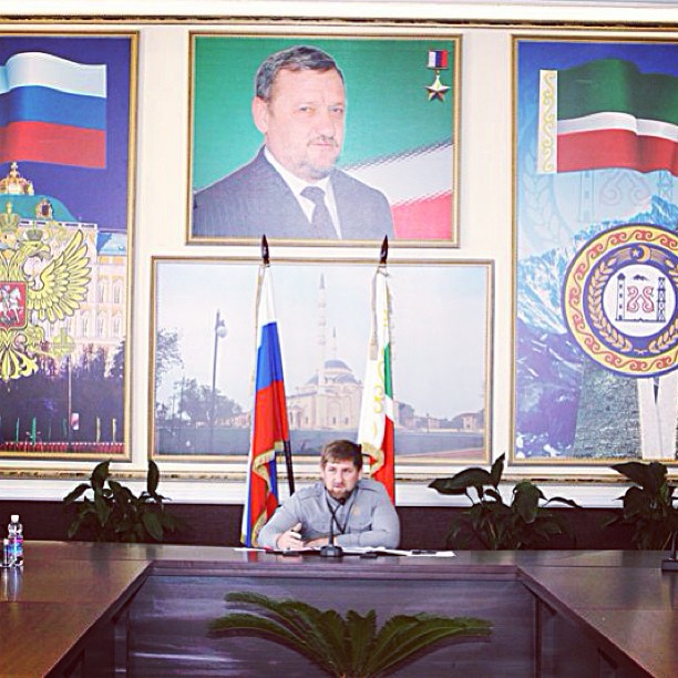 Ramzan Kadyrov in his office