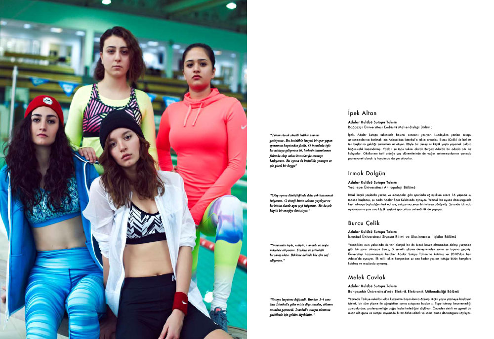 Clockwise from far left: water polo players İpek Altan, Irmak Dalgün, Burcu Çelik, Melek Cavlak