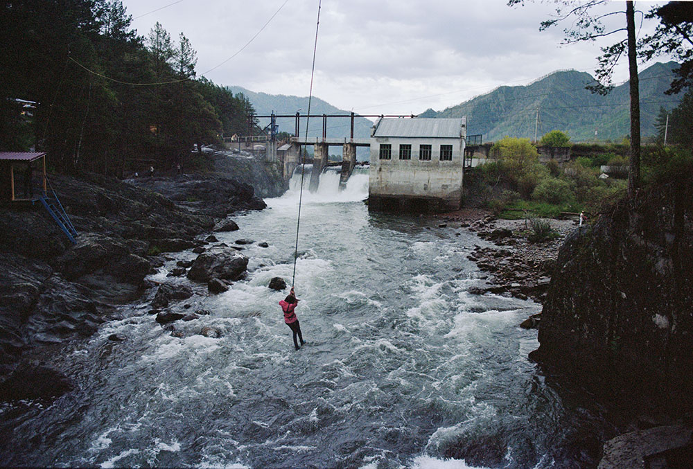 Chemalskaya Hydroelectric Station was an early one, built by prison labour from 1931 to 1935. A visitor leaps to escape the trash