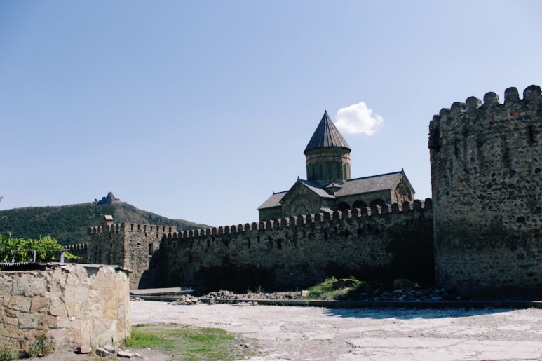 Svetitskhoveli Cathedral at Mskheta (Jvari monastery far left in distance)