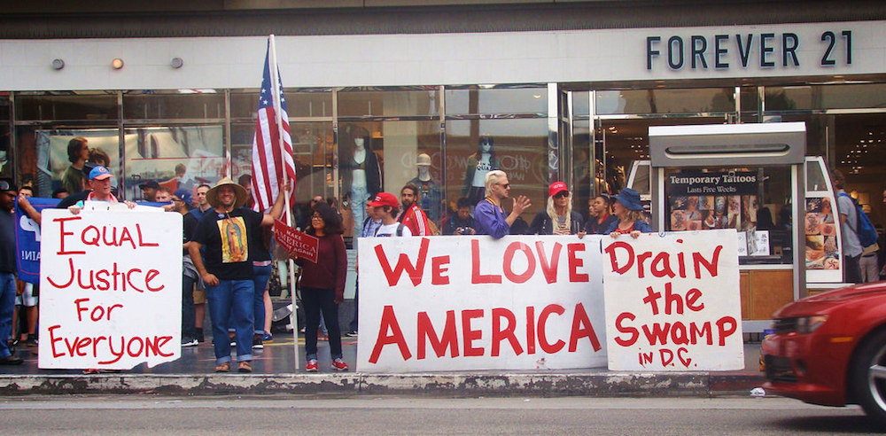 Trump supporters in Nashville, Tennessee during the American presidential election in 2016