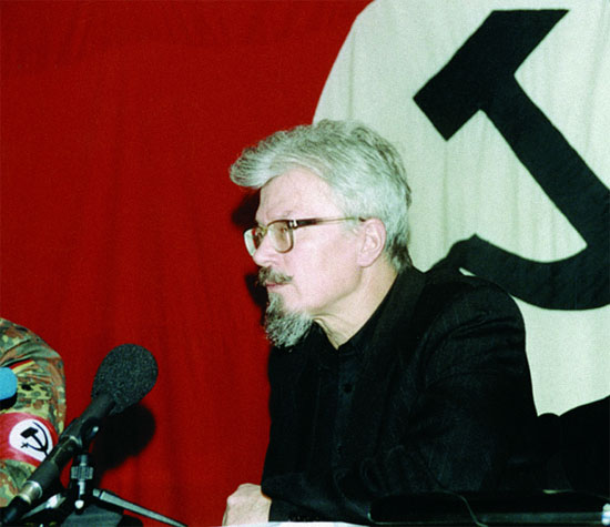 Eduard Limonov is a Soviet emigre writer known for his provocative prose, who has, since the fall of the USSR returned to Russia and became a leader of the controversial far-right movement that calls itself National Bolshevik, having participated in anti-government protests before becoming a passionate supporter of Vladimir Putin.