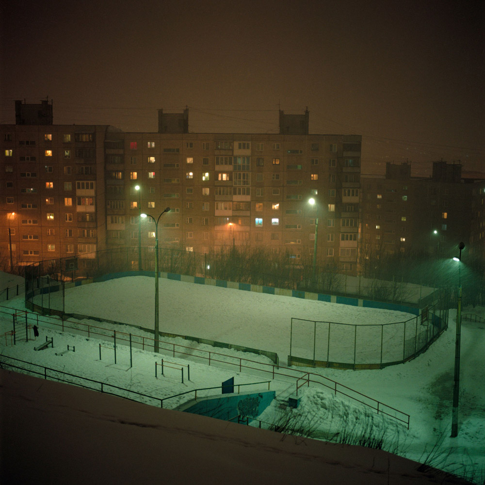 Night landscape on the outskirts of Murmansk