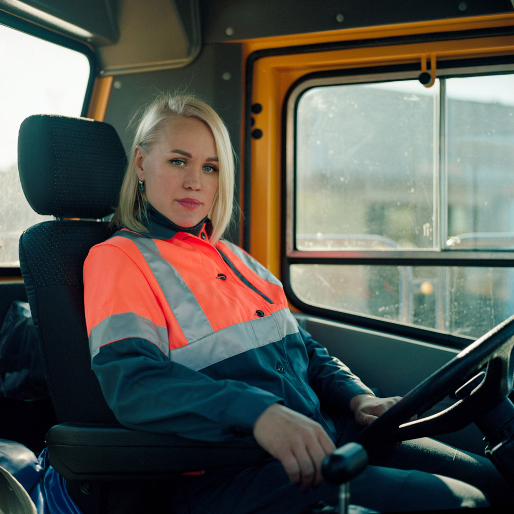 Antonina drives a 120-tonne truck at the Kovdorsky iron ore mine