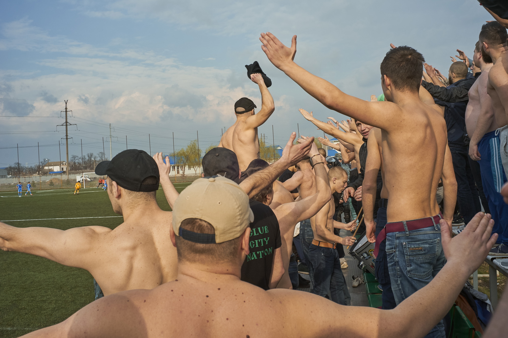 Fans at a match between FC Dinamo-Auto from Ternovka in Transnistria, and Zimbru