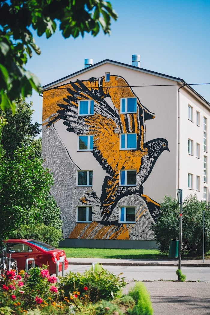 A freshly-painted apartment block in Tartu.