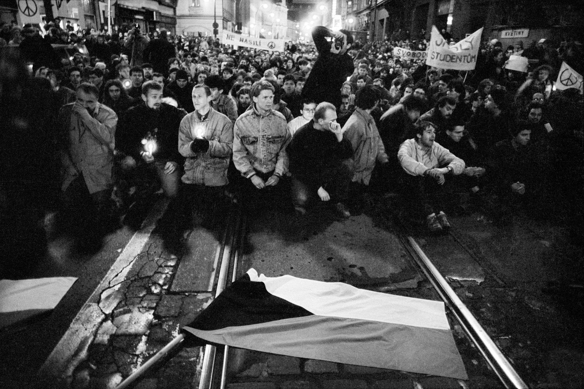 Národní St., Prague, 17 November, 1989. Image: Radovan Boček