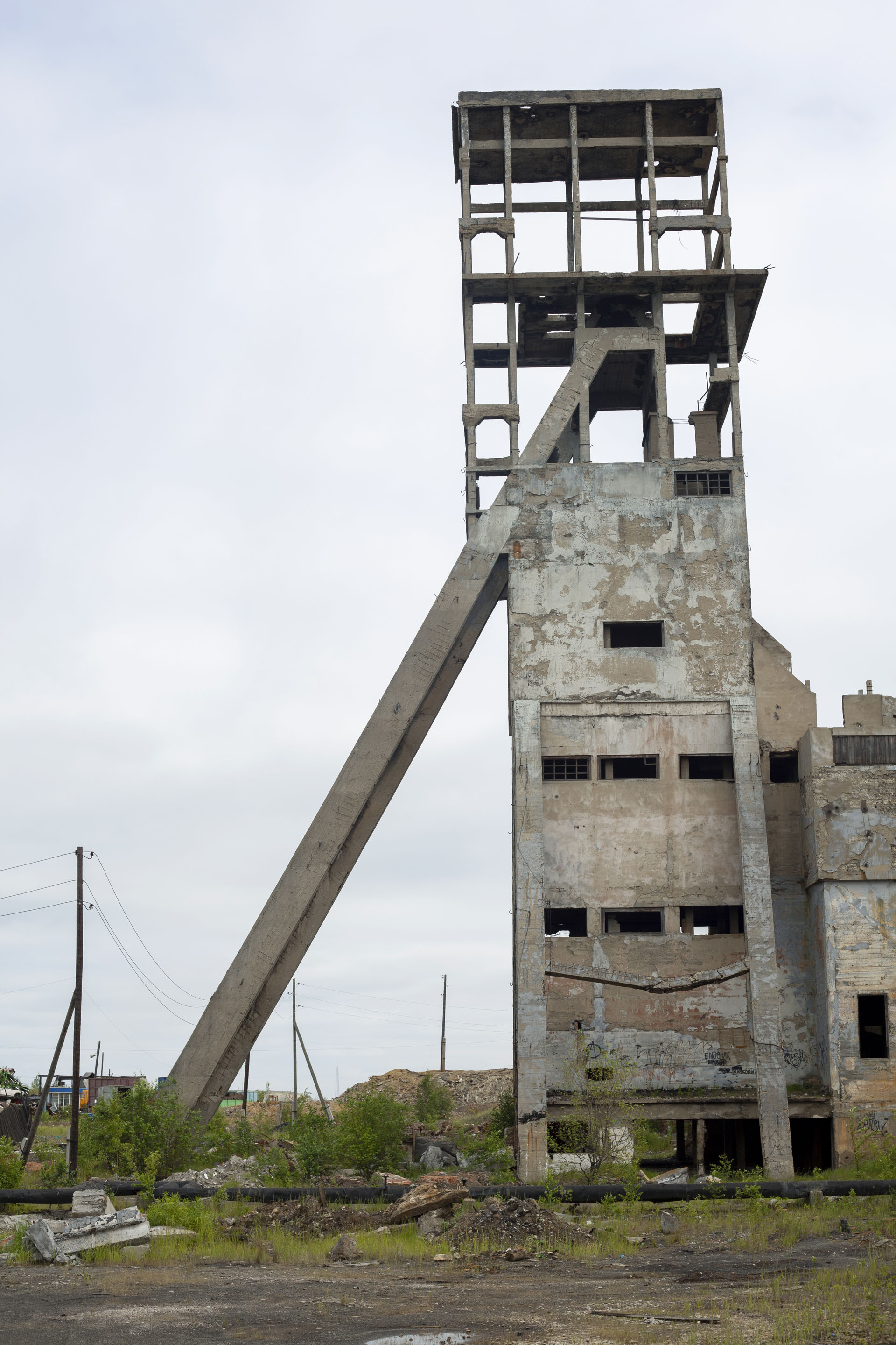 Remains of the nuclear reactor in Kamskie-Polyani, abandoned before construction was complete