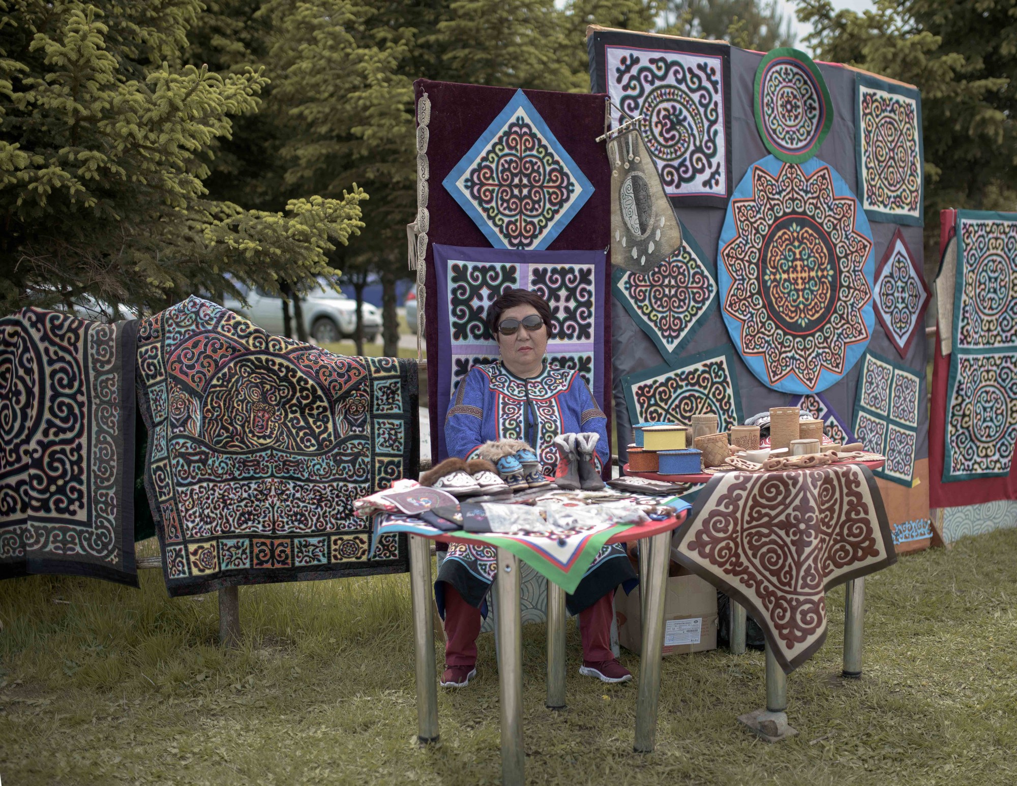 A display of traditional household items during the celebration of the anniversary of the Centre of Nanaian Culture