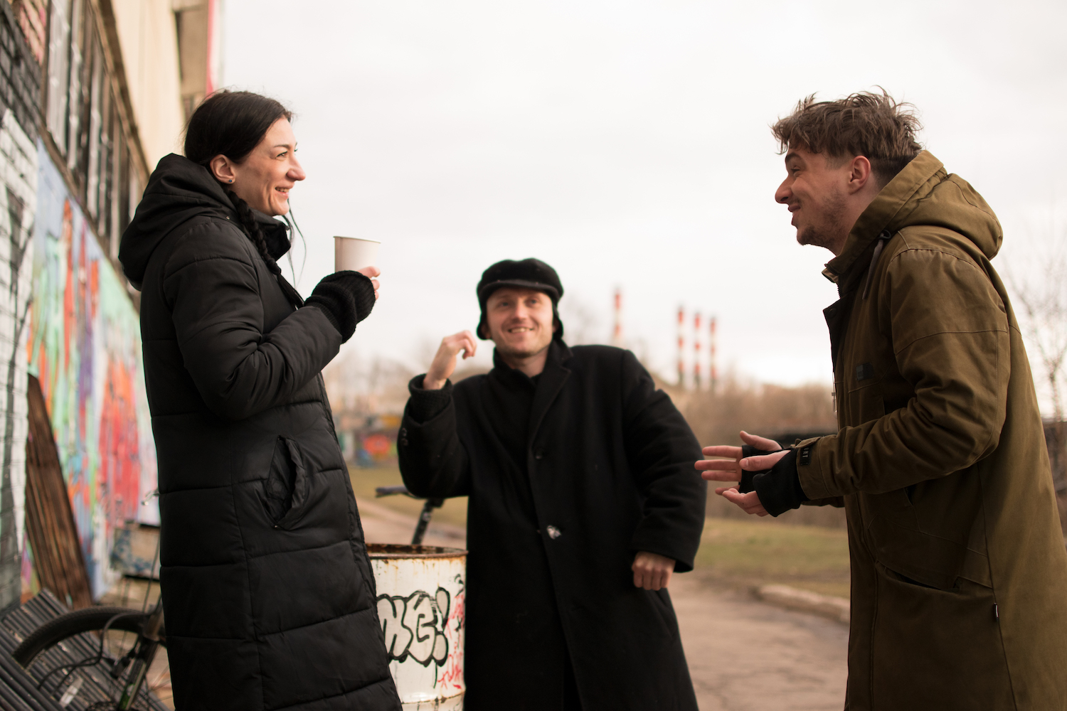 Actors from the Belarus Free Theatre take a break. Image: Verity Healey