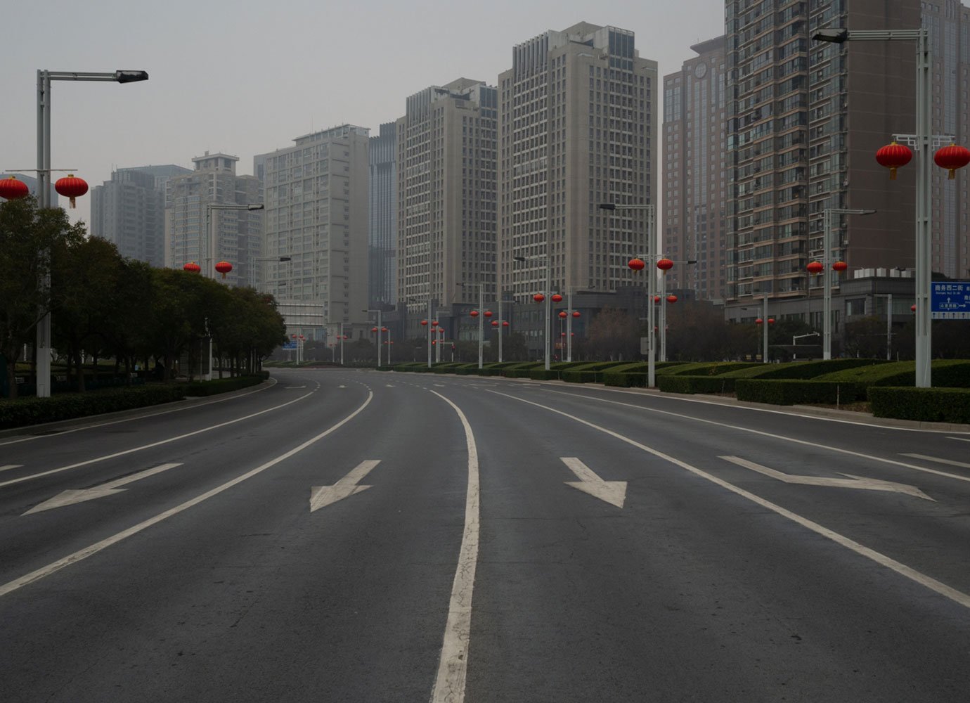 An empty road in the city centre of Zhengzhou on the second week of lockdown.