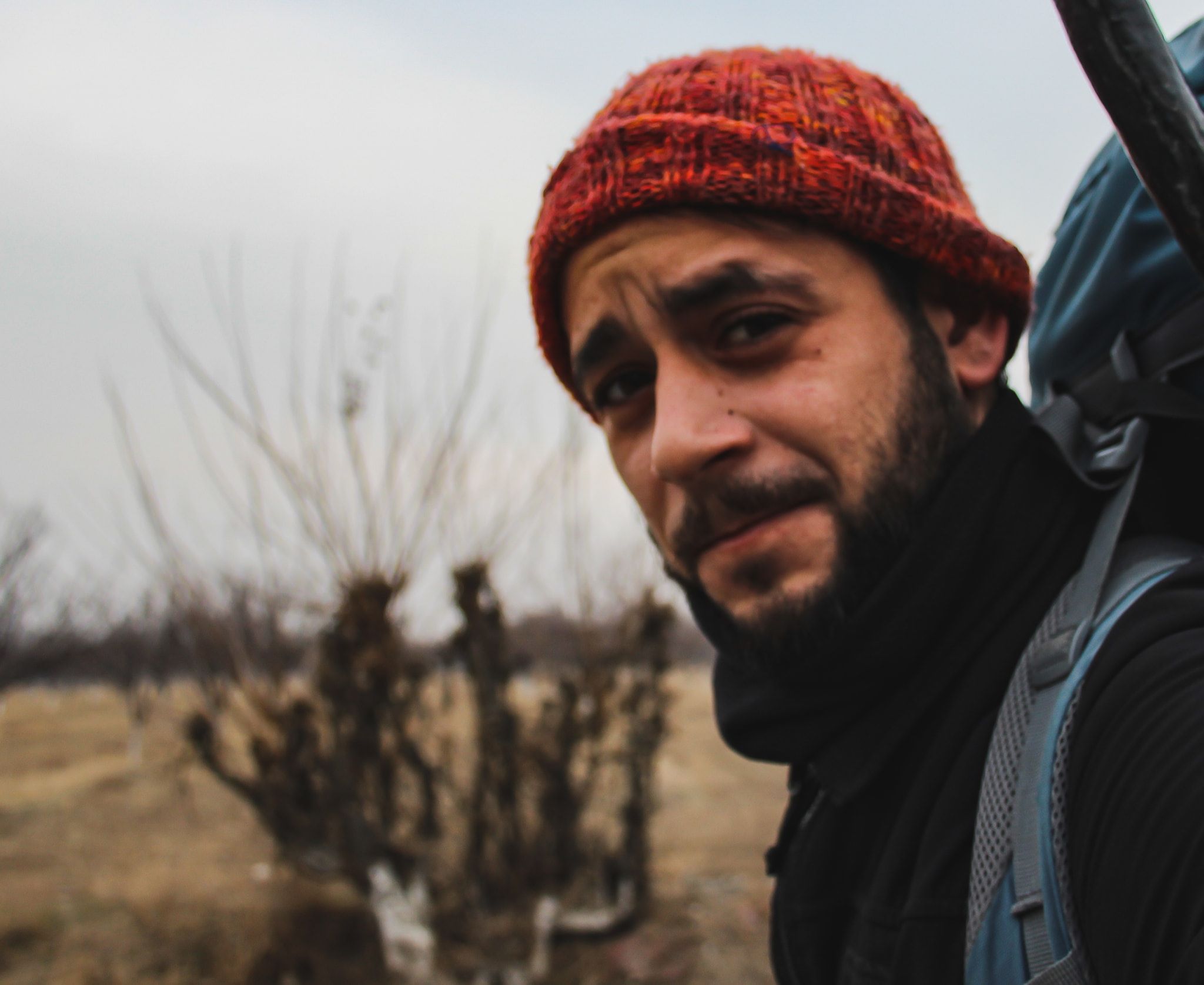 A tired face of a traveller in Tajikistan