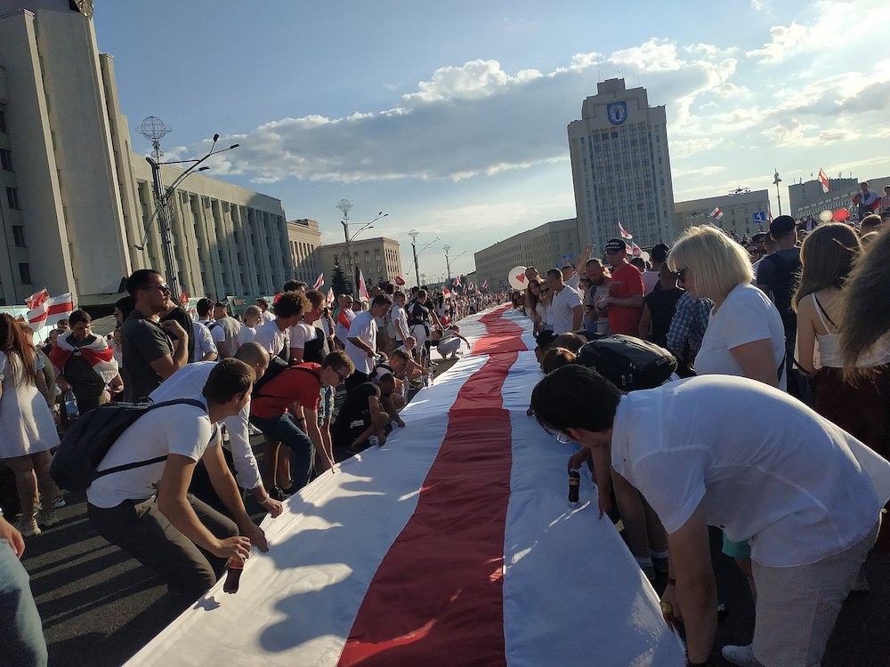 Protestors on the streets of Belarus. Image: Maksim Shikunets/Wikimedia Commons under a CC licence