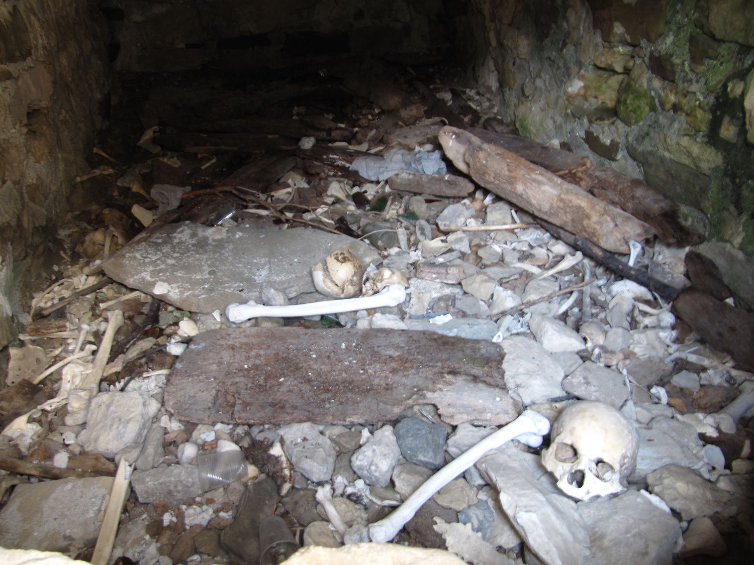 Bones inside the necropolis' buildings. Image: Rartat/Wikimedia Commons under a CC licence