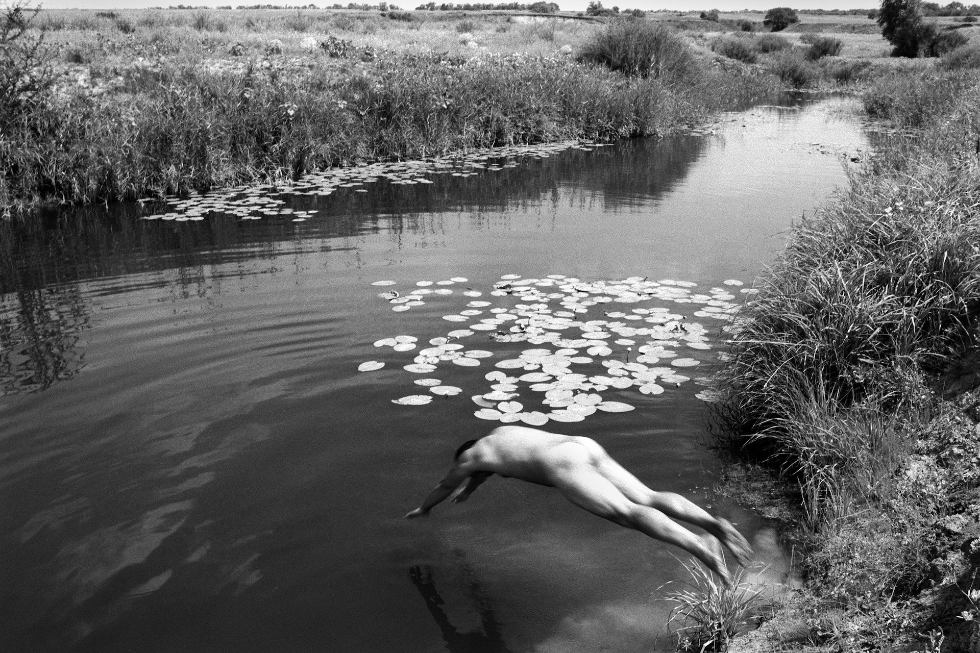 Jump in a river creek, village of Oblivskaya district, Rostov-on-Don region, Russia (2010)