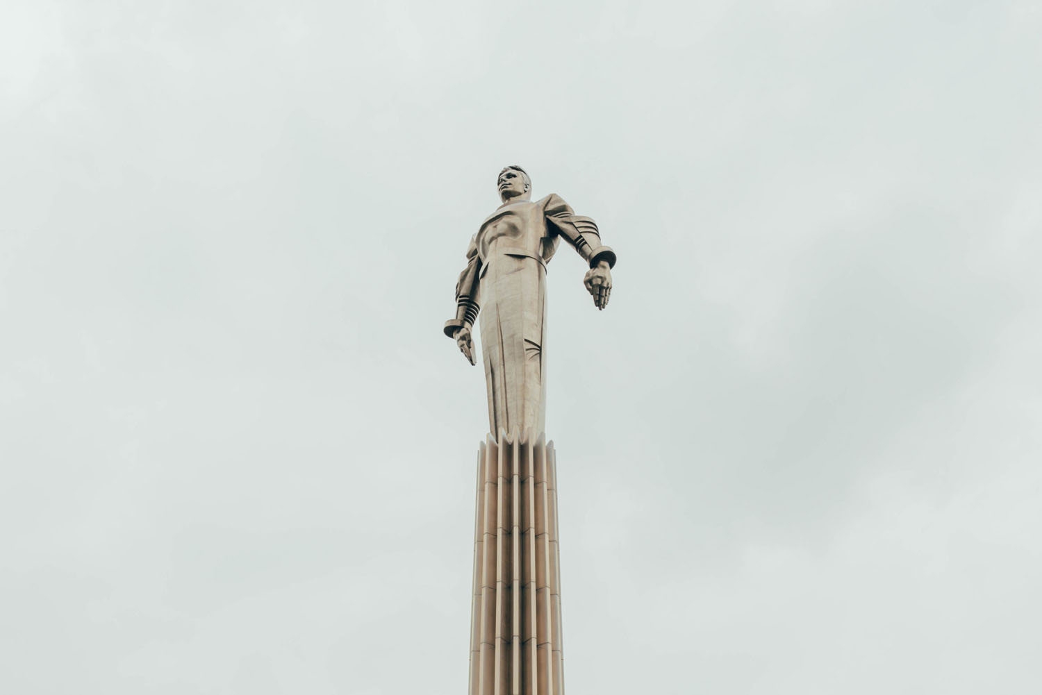 Monument to Gagarin erected in 1980 for the Olympic Games, Moscow.