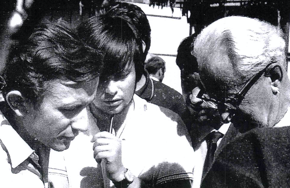Students Slobodan Šnajder and Ante Rumora talk with Herbert Marcuse. Image: Slobodan Šnajder