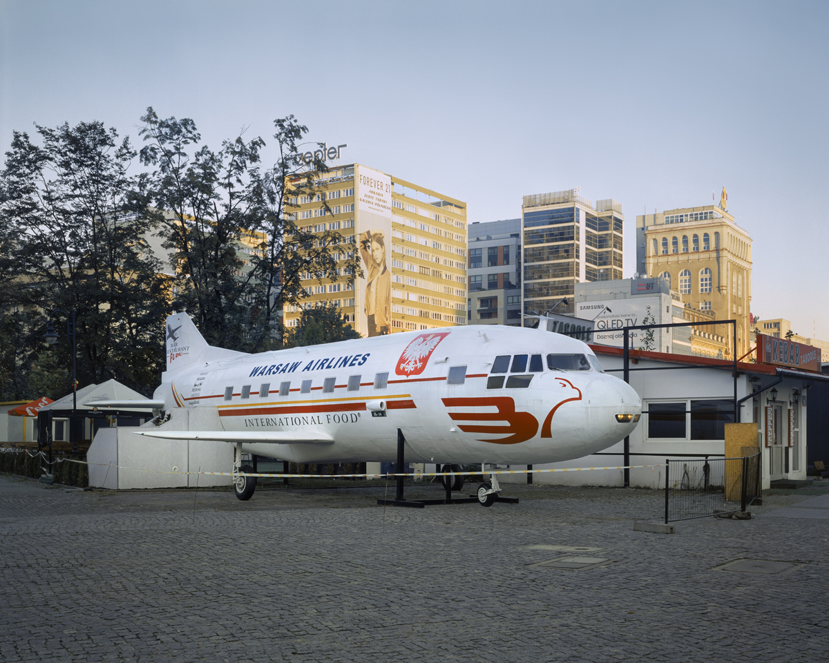 Plane photographed in 2017 near Warsaw’s Palace of Culture and Science