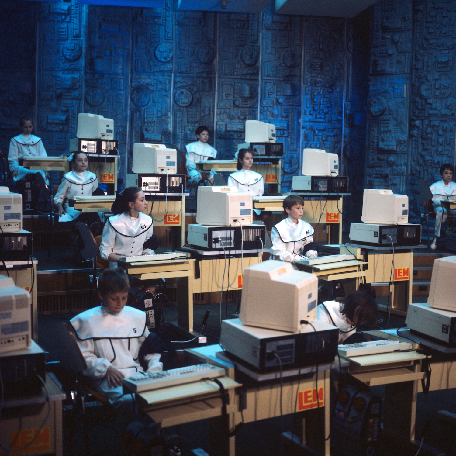Computer room equipped with Mazovia computers, from the film Pan Kleks w kosmosie (Mr. Blot in Space, Krzysztof Gradowski, 1988). Image: Polish National Film Archive