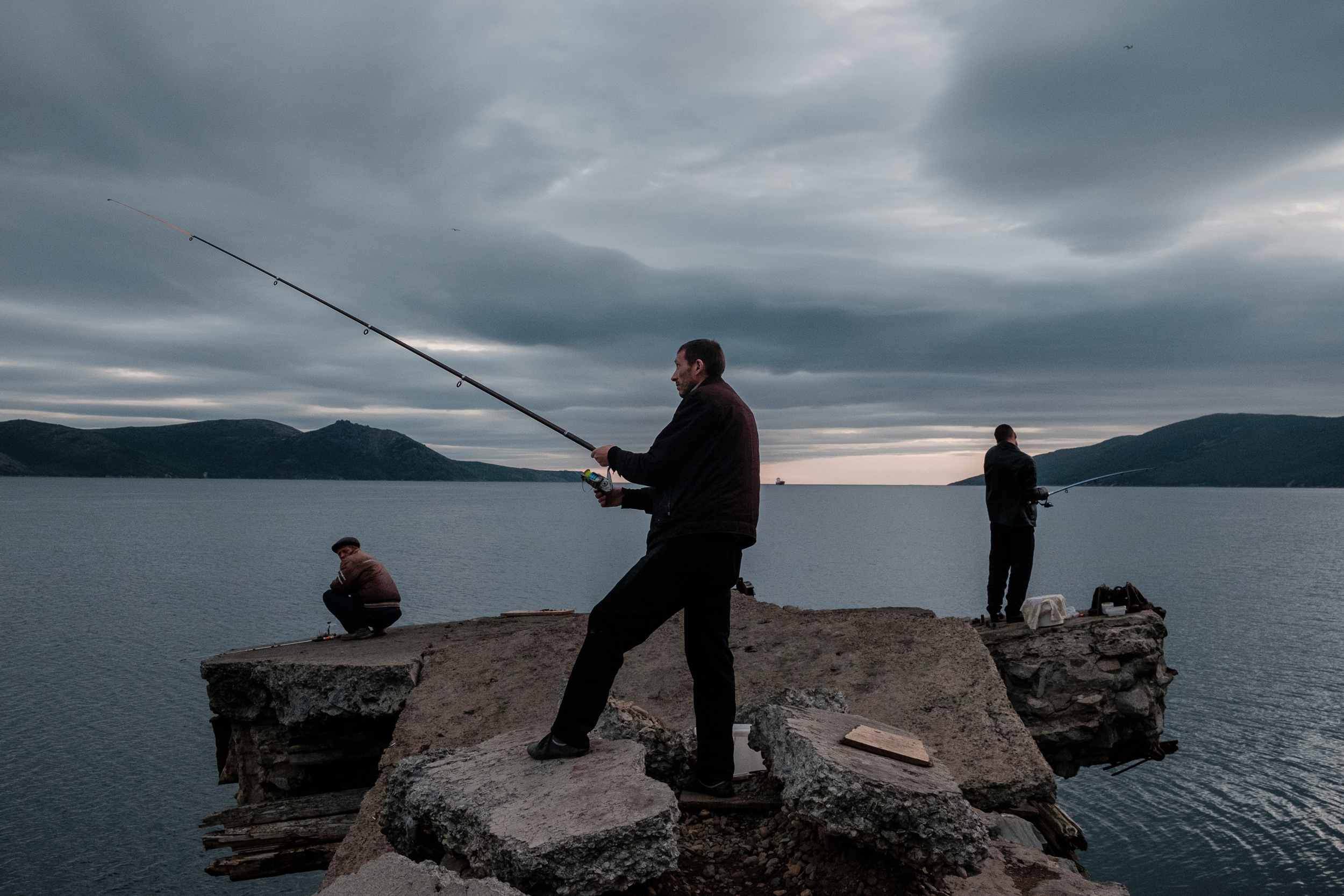 Fishing at an old pier