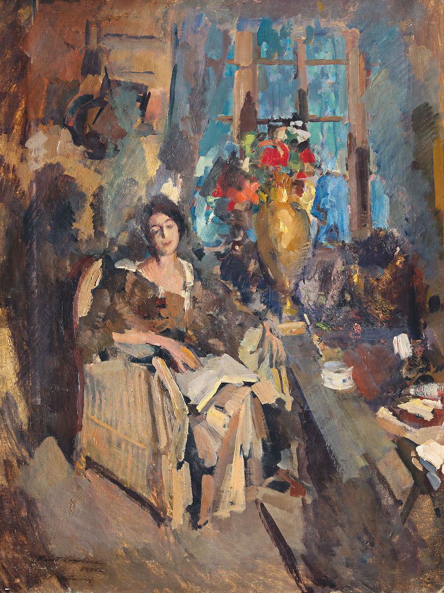 Konstantin Korovin, Female Portrait (Portrait of Natalia Vysheslavtseva) , 1912. Oil on canvas. Collection of Aram Abramyan. Currently in private collection