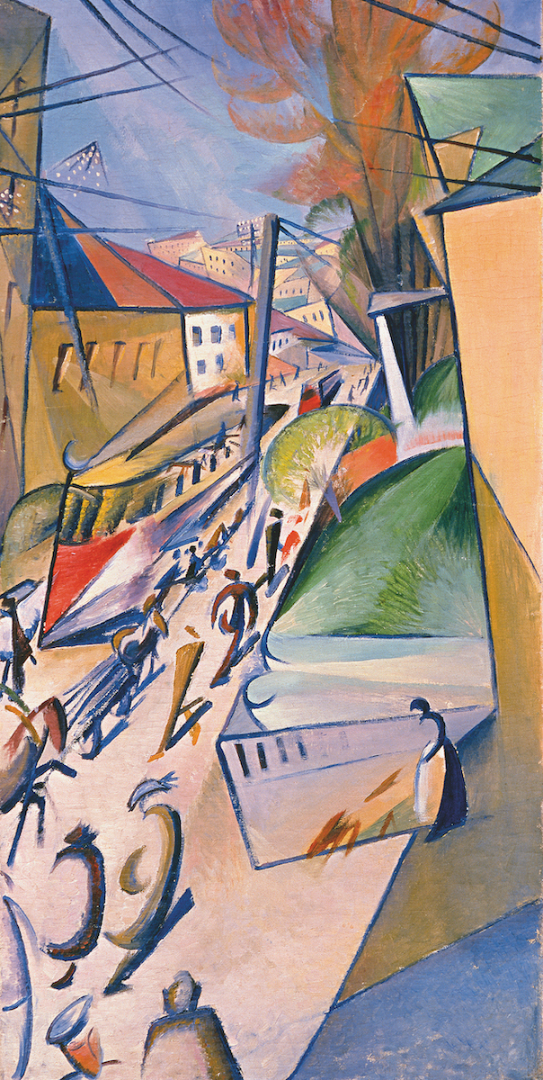 Alexander Bogomazov, A Tram, 1914. Oil on canvas. Collection of Valery Dudakov. Currently in the collection of Valery Dudakov and Marina Kashuro.