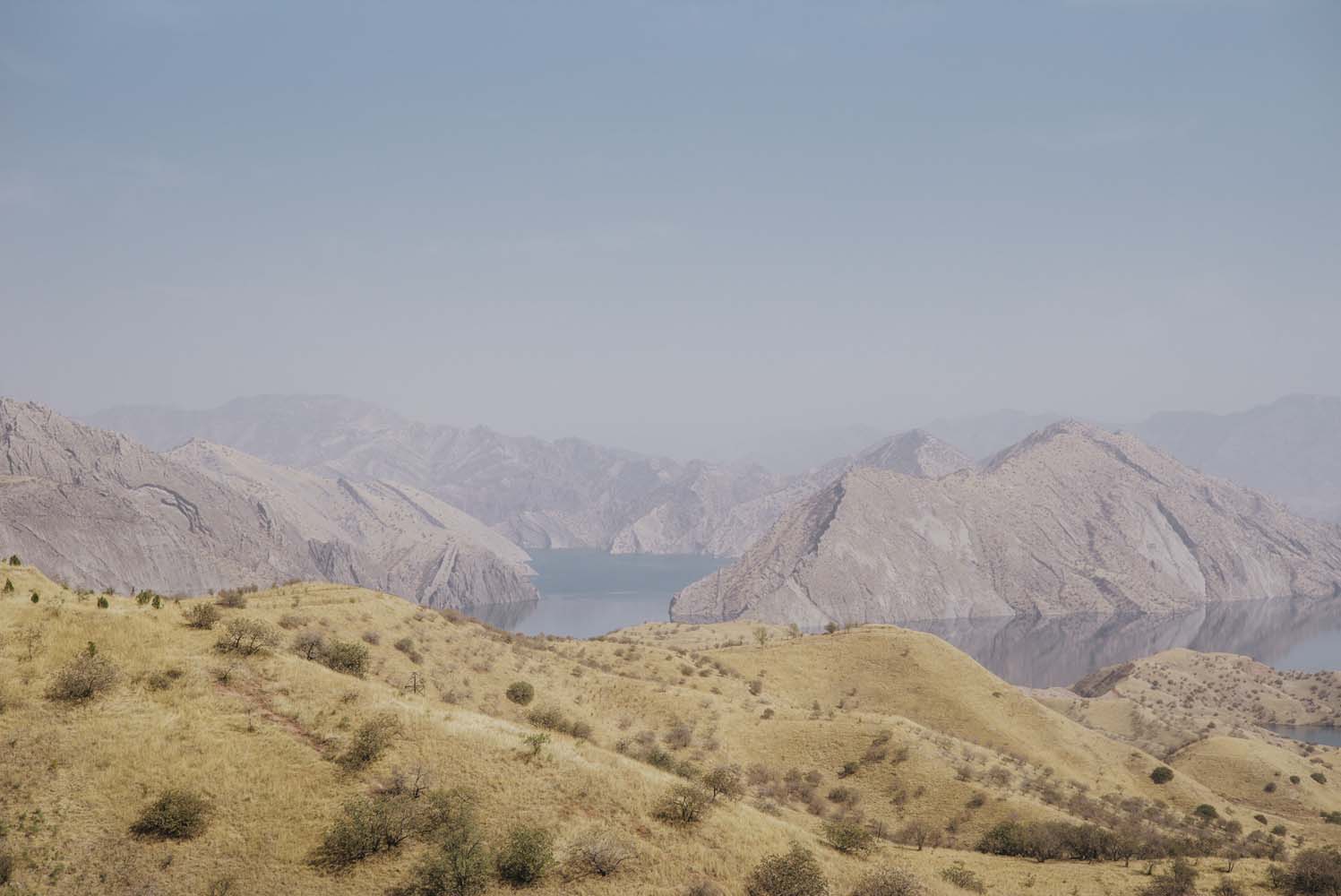 View of a lake outside of Dushanbe