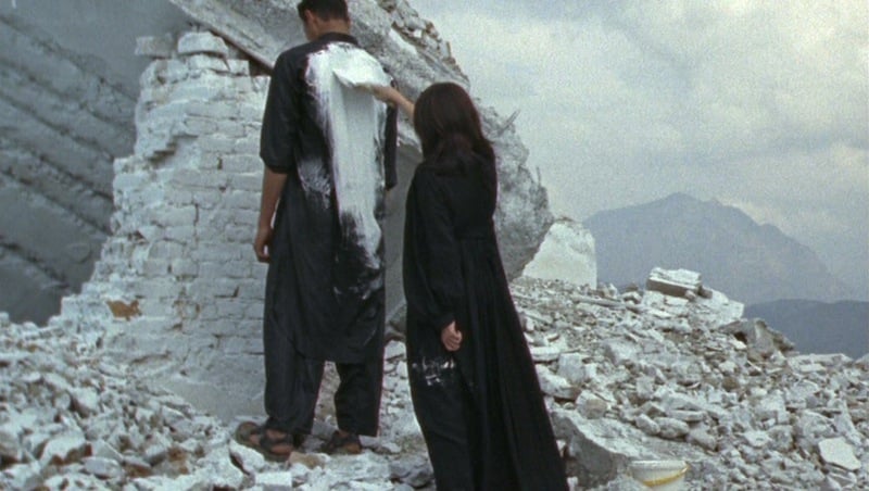 A still from Lida Abdul's White House (2005)