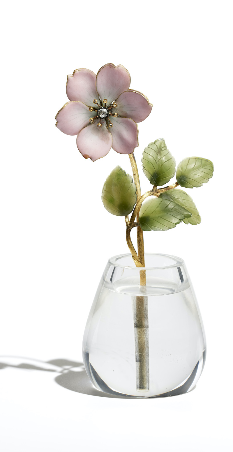 Painted enamel rose from Fabergé's London stock. Courtesy of Wartski, London