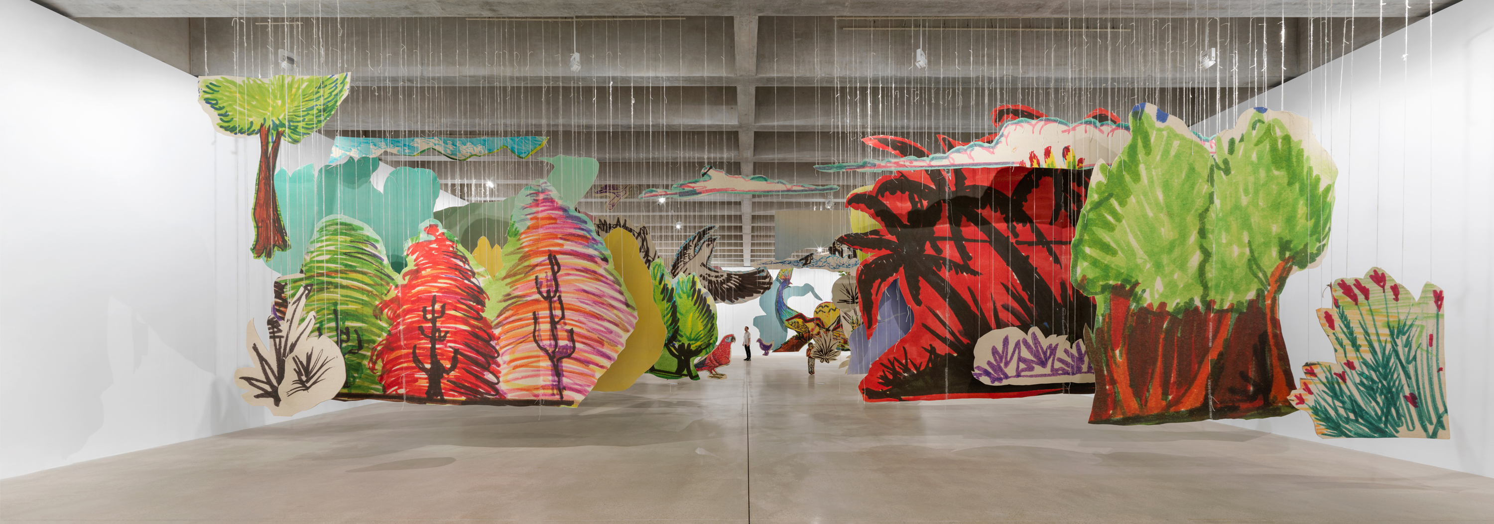 Petrit Halilaj, Installation view of Very volcanic over this green feather at Tate St Ives, 2021. Photo: Matt Greenwood, Tate Photography 