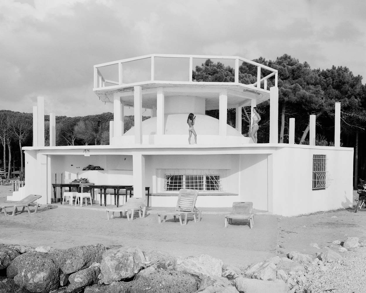 A bunker converted into restaurant on the beach of Golem