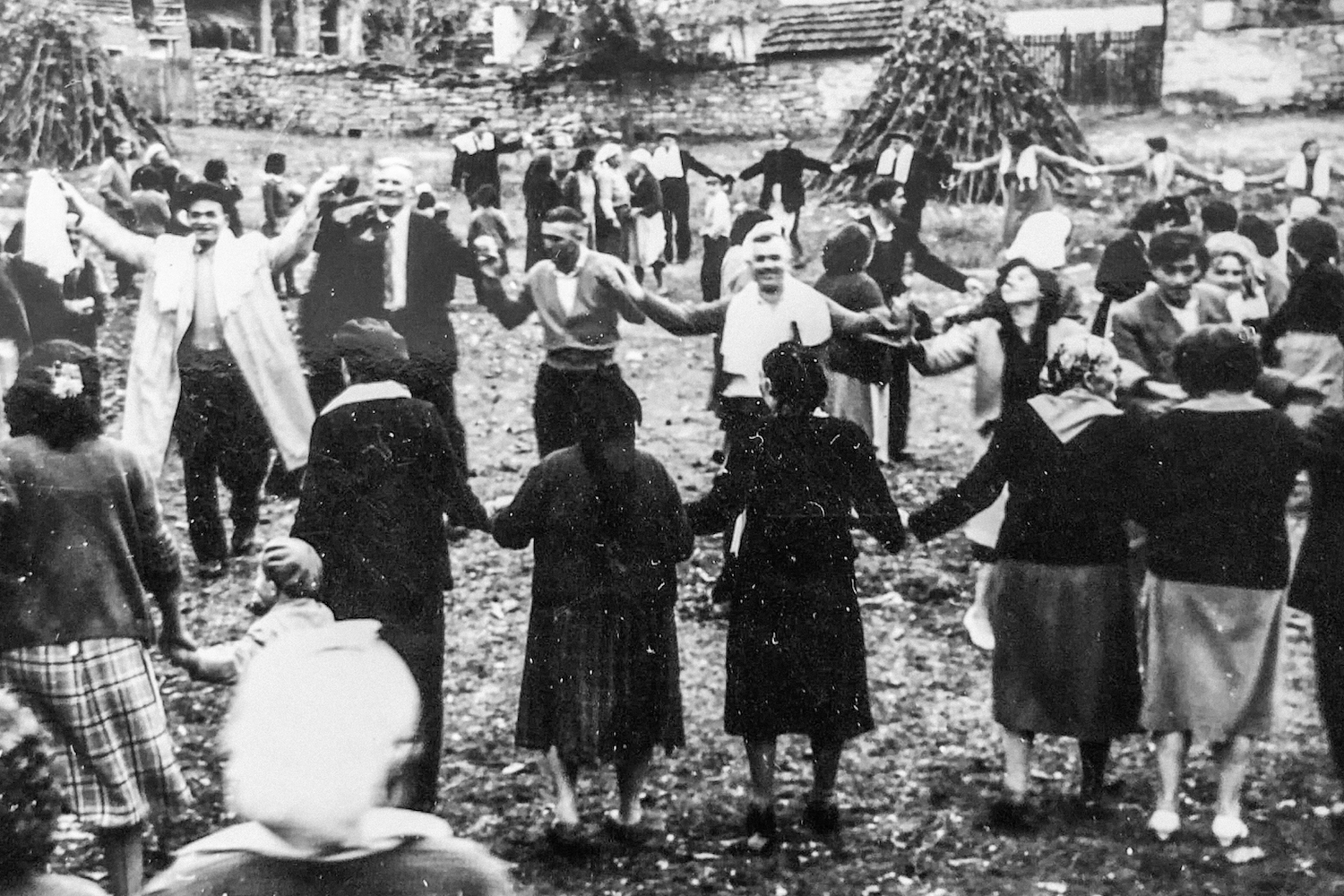 People celebrating in the village of Zhivovtsi.