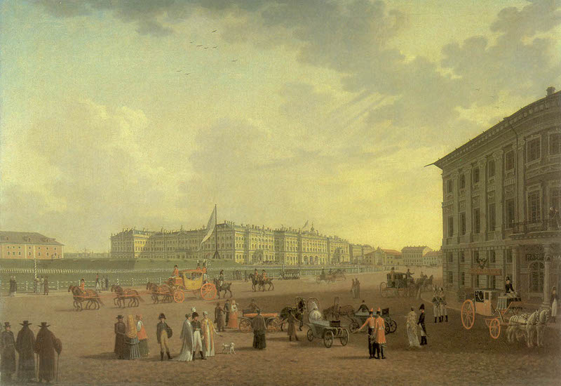 “View of Palace Square from the beginning of Nevsky Prospect by Benjamin Patersen, early 1800s