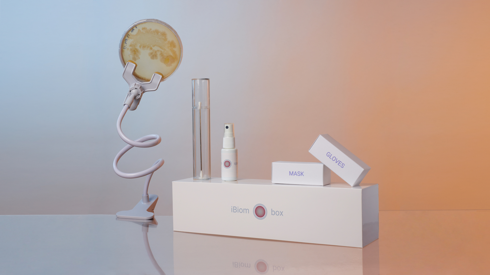 The company’s first product was iBiom box. This service asked the user to gather bacteria from their smartphone screen and send them to iBiom, where the data was analysed and turned into personalised solutions for smartphone and life in general