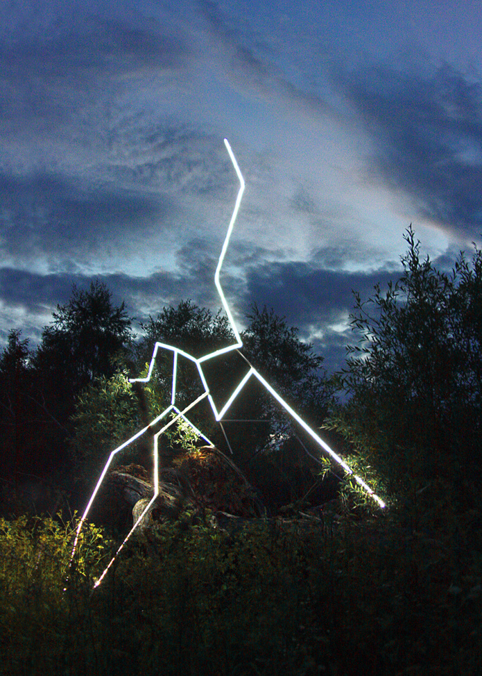 Phenomenon, 2015. Light installation for the New Media Night at the Nikola Lenivets art park