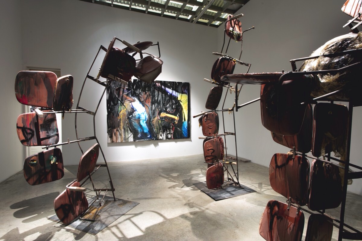 Light and Chairs installation, 2018. From the double exhibition Happy Hardcore, Ovcharenko gallery, Moscow