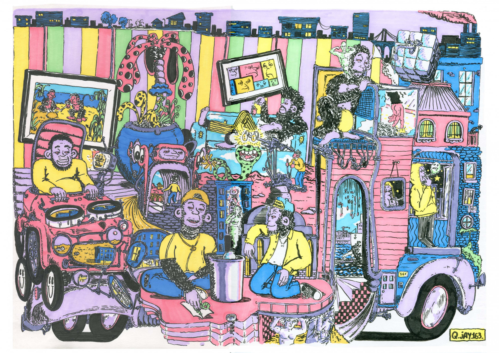 163 Story from 163 Blocc Pin-up, 2020. For the eponymous Instagram comics series