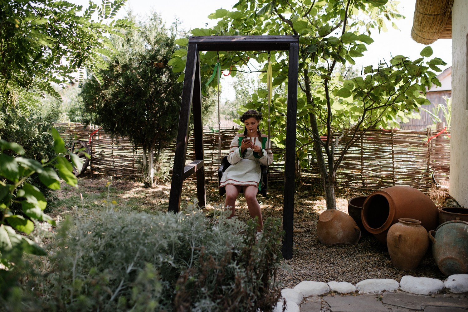 The first part of Alpha Paradise (2018) shows the reconstruction of a Cossack Village at the Ataman’ Exhibition Complex