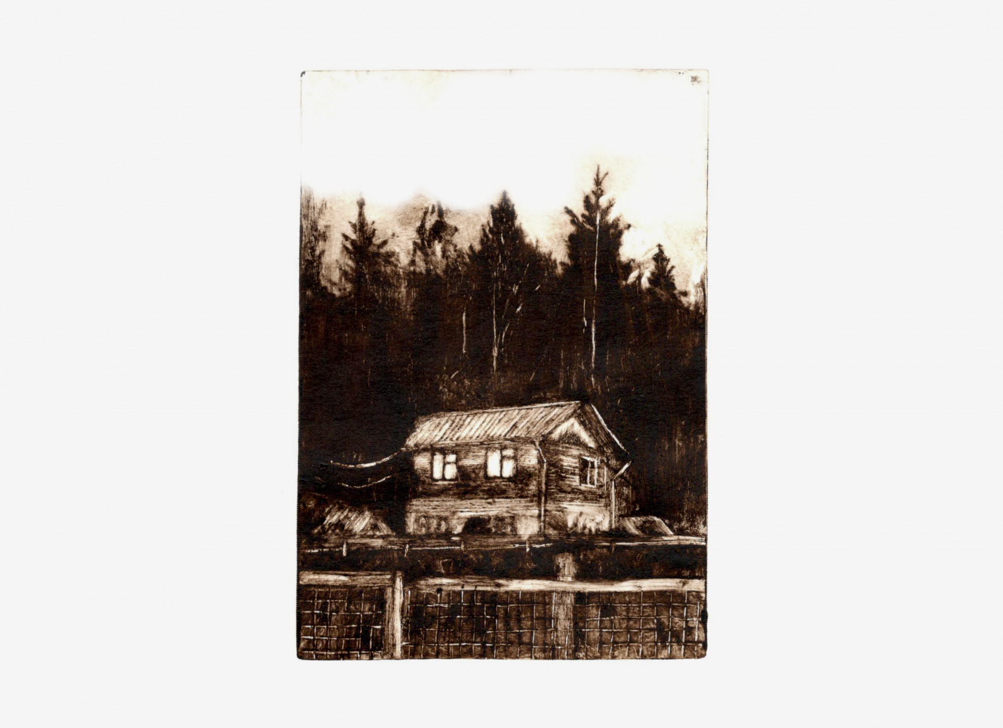 The House. From the Capture / Oblivion series, 2020. Etching on textile