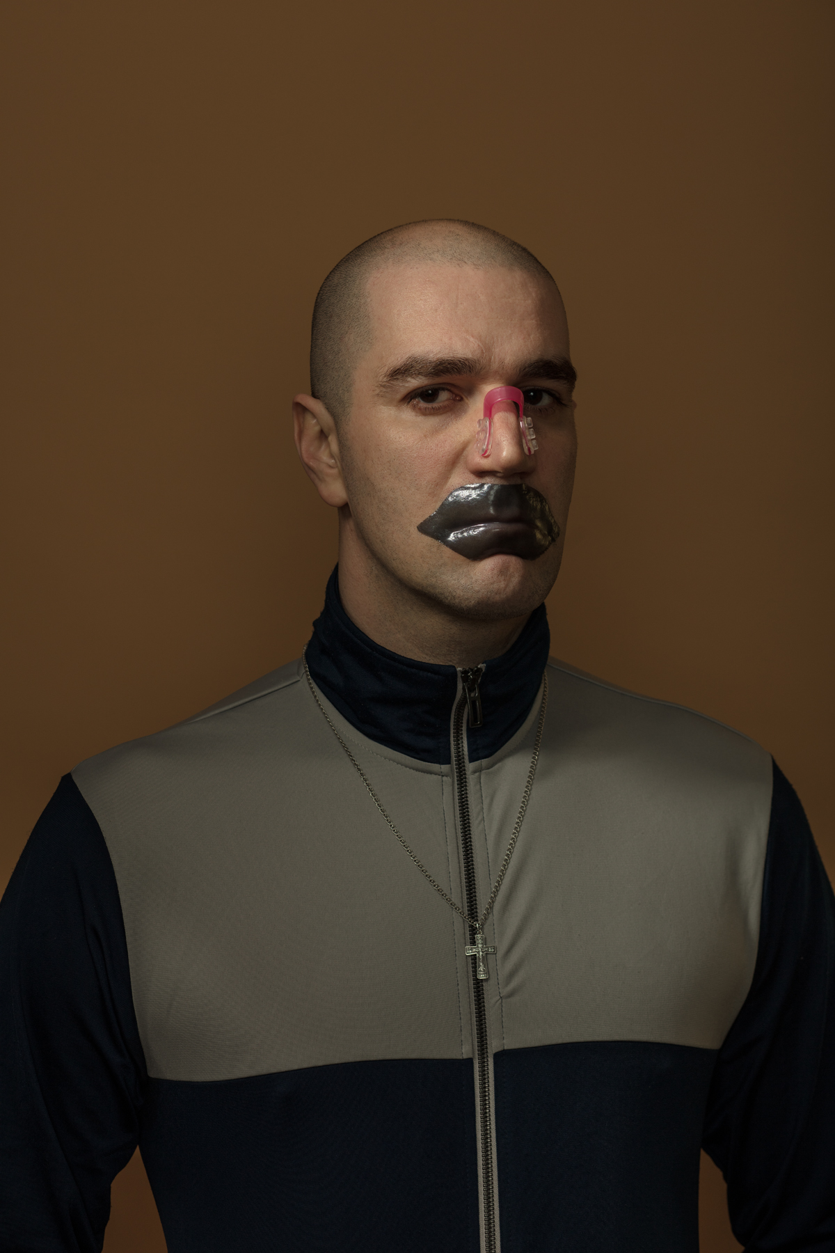 Body Care, 2018. “The irony is, we’d need a lifetime to find out which [cream or mask] would make a difference,” says Neskhodimov. This irony translates into his deadpan self-portraits