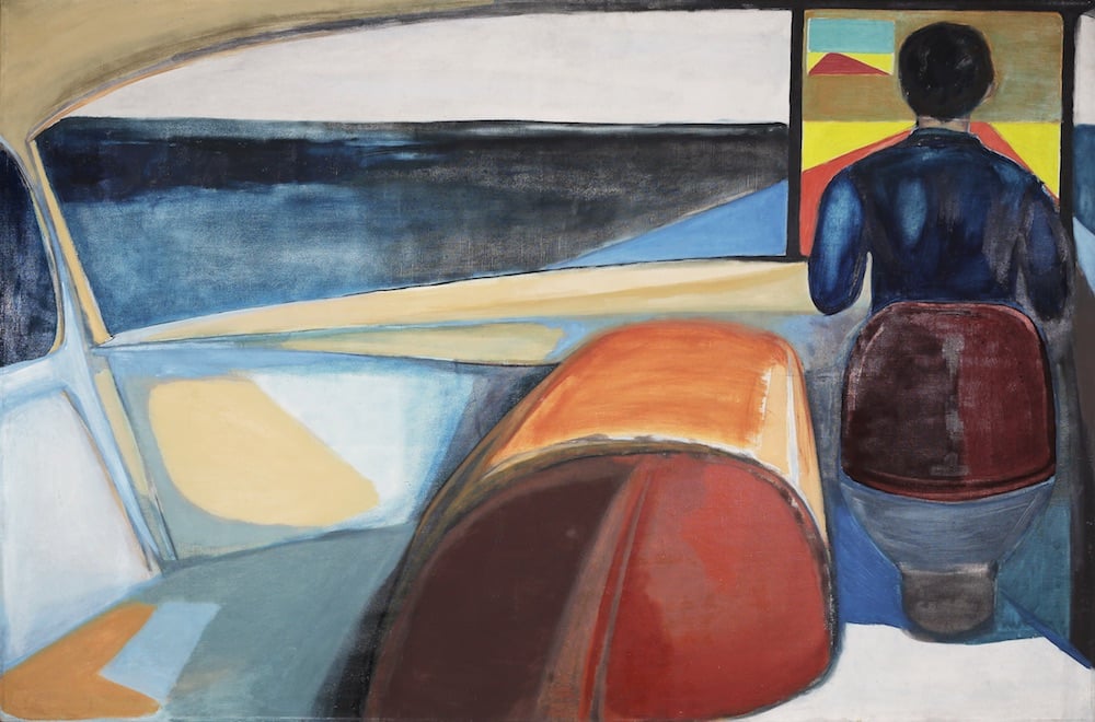 Chauffer (1956), Oil and pencil on canvas, 132 x 200.5 cm. Private Collection © Andrzej Wróblewski Foundation
