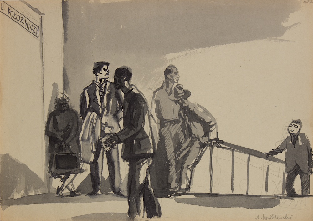 [Group Scene no.607] (1954), Ink on paper 29.7 x 42 cm Private Collection © Andrzej Wróblewski Foundation 