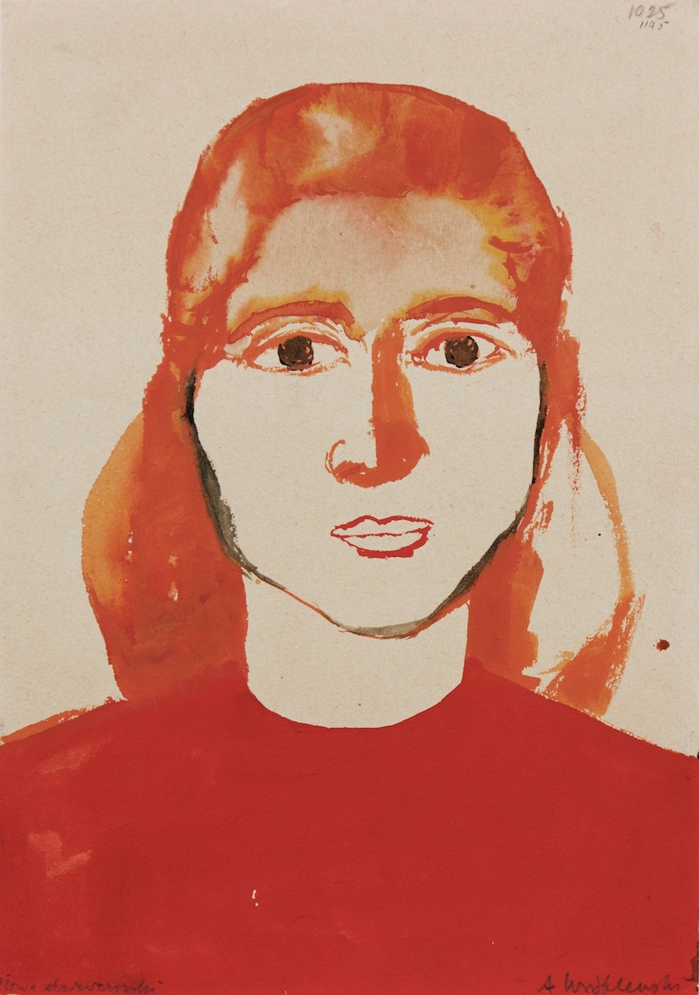 (Head of a Girl), [Head of a Girl no.1025], Undated Watercolour on paper, 29.7 x 21 cm. Private Collection  © Andrzej Wróblewski Foundation
