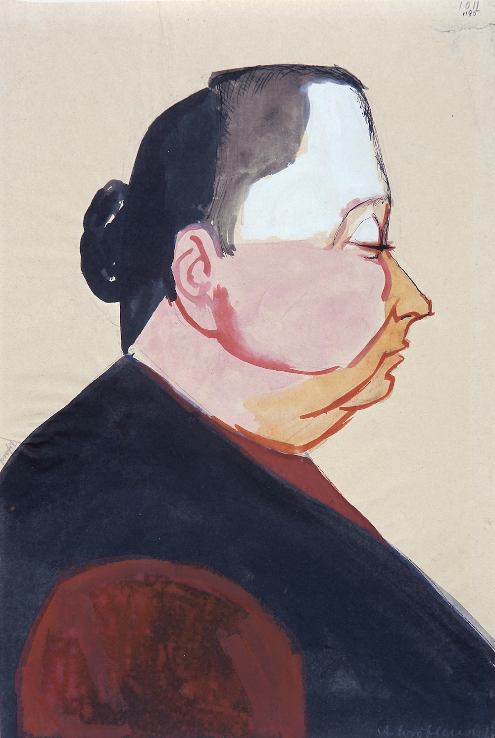 (Profile), [Profile no.1011], Undated  Watercolour and gouache on paper, 27.3 x 25 cm. Private Collection © Andrzej Wróblewski Foundation