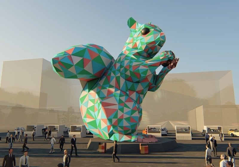 Almaty’s controversial giant squirrel is getting a multi-coloured plastic makeover